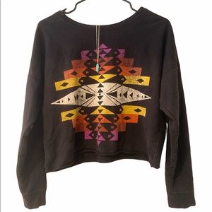 Forever 21 Tribal print croptop hoodie + necklace